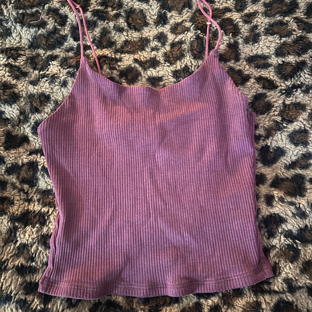 Garage Purple Ribbed Crop Camisole